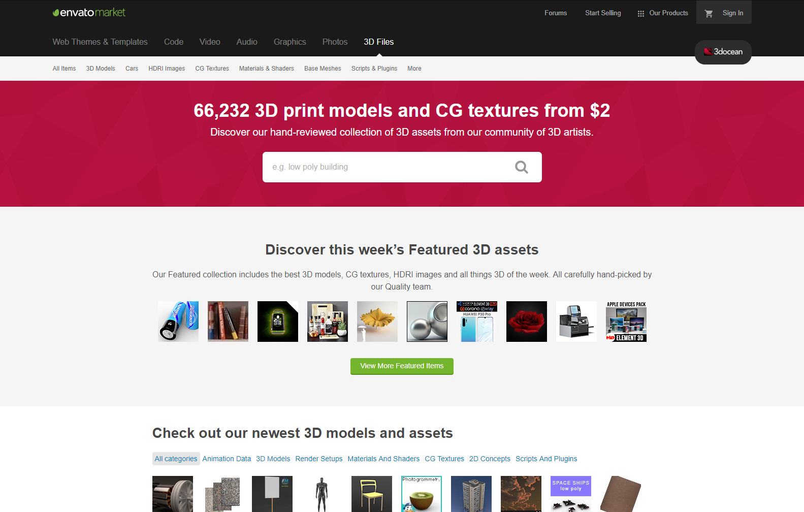 3DOcean 3D Model Selling Website