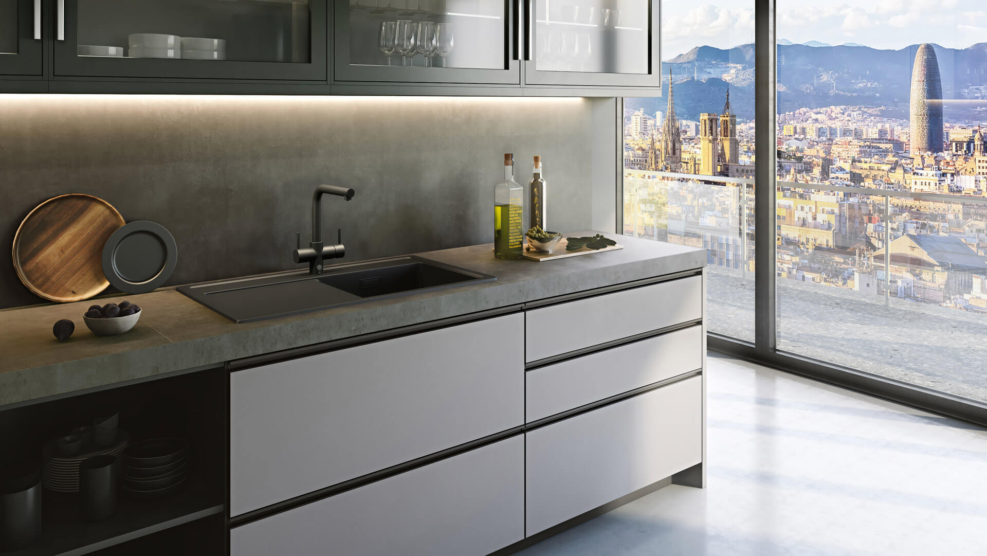 Product digital twin: kitchen sink 3D replica rendered in different colorways