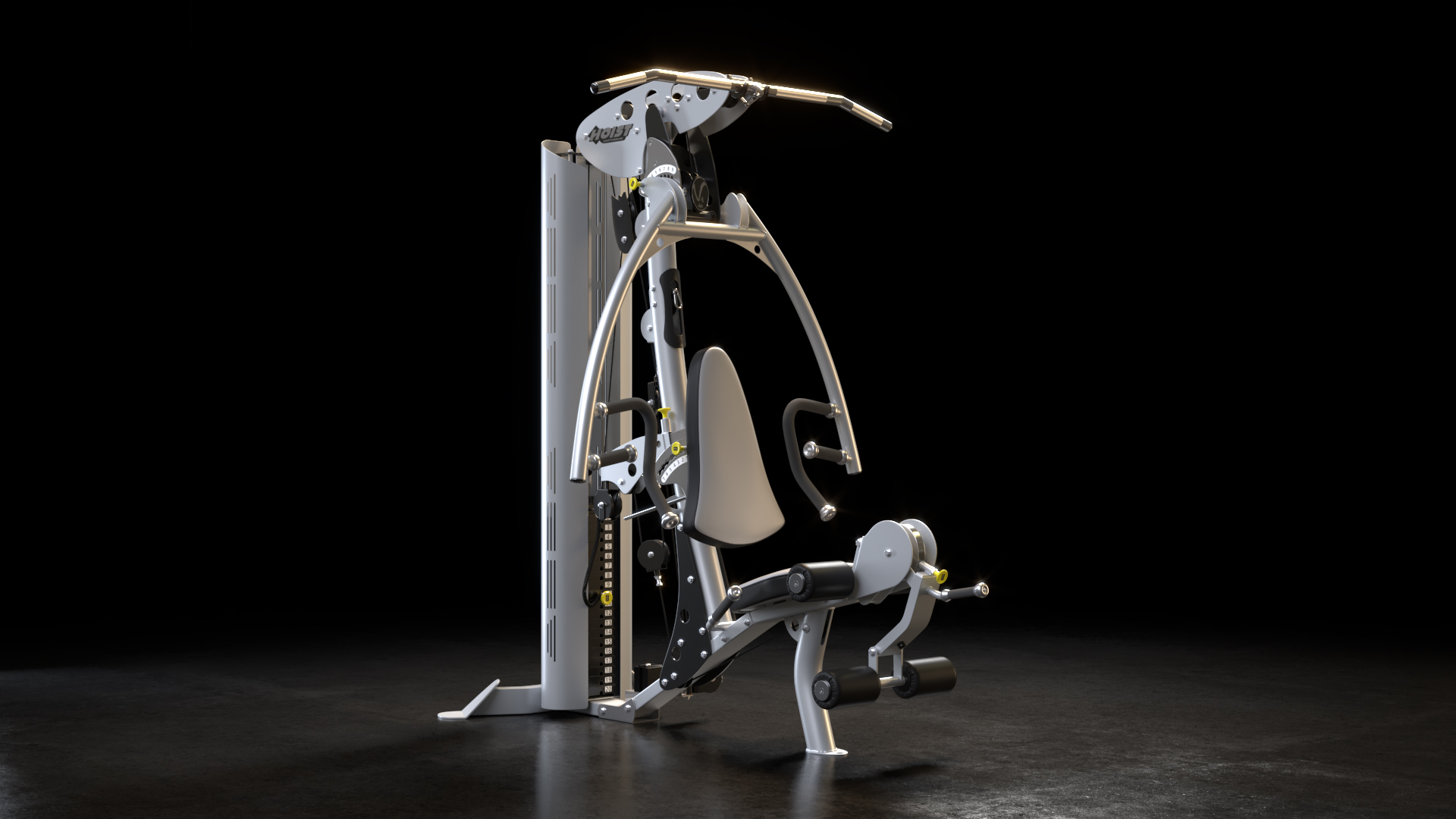 Final render of a home gym machine built from the 3D model