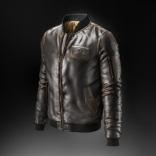 3D Visualization Of A Black Leather Jacket