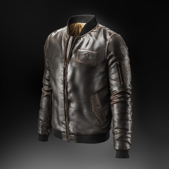 3D Visualization of a Black Leather Jacket