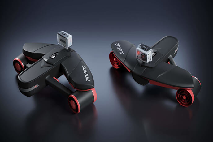 3D Photoreal Visualization Of Two Action Cameras With Black Background