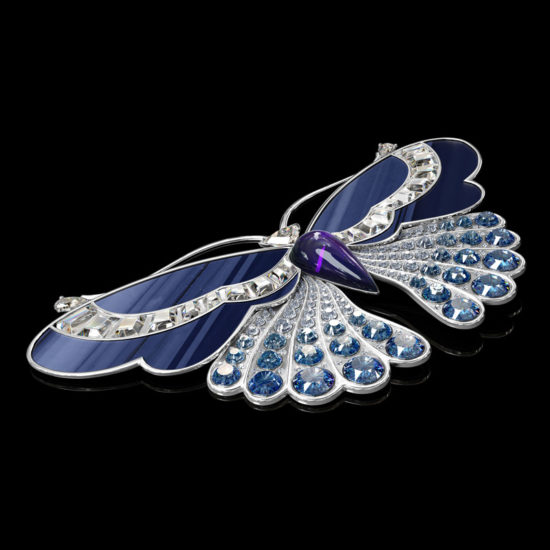 3D Visualization of an Elegant Butterfly Brooch with Diamonds