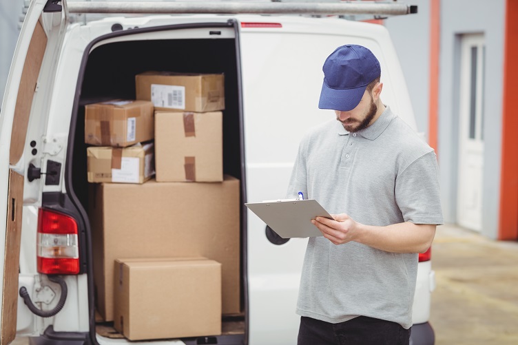 Delivery Boxes with Goods Received from an Ecommerce Shop