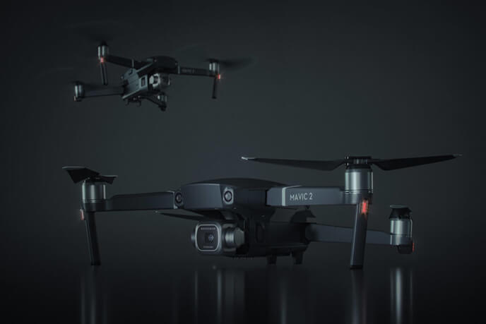 3D Rendering Of A Drone Design Product With Black Background