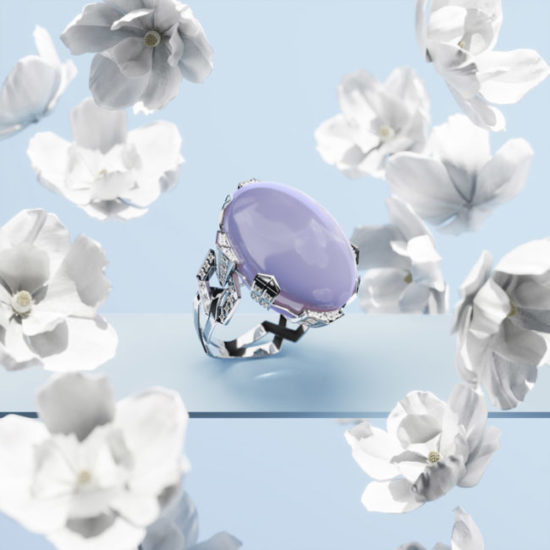 3D Visualization of a Gorgeous Ring with White Flowers