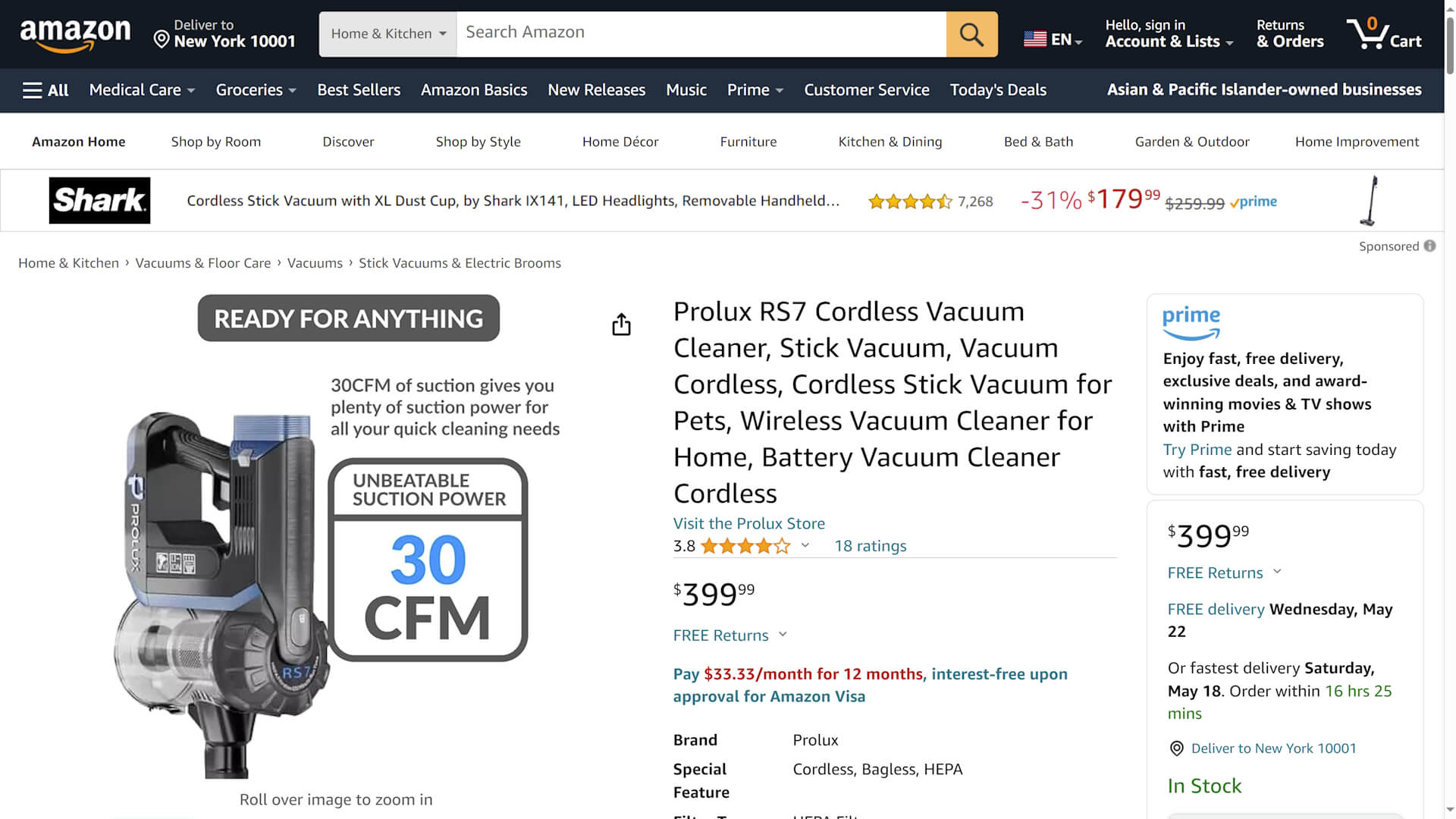 Amazon Product Listing with Vacuum Cleaner 3D Visualization