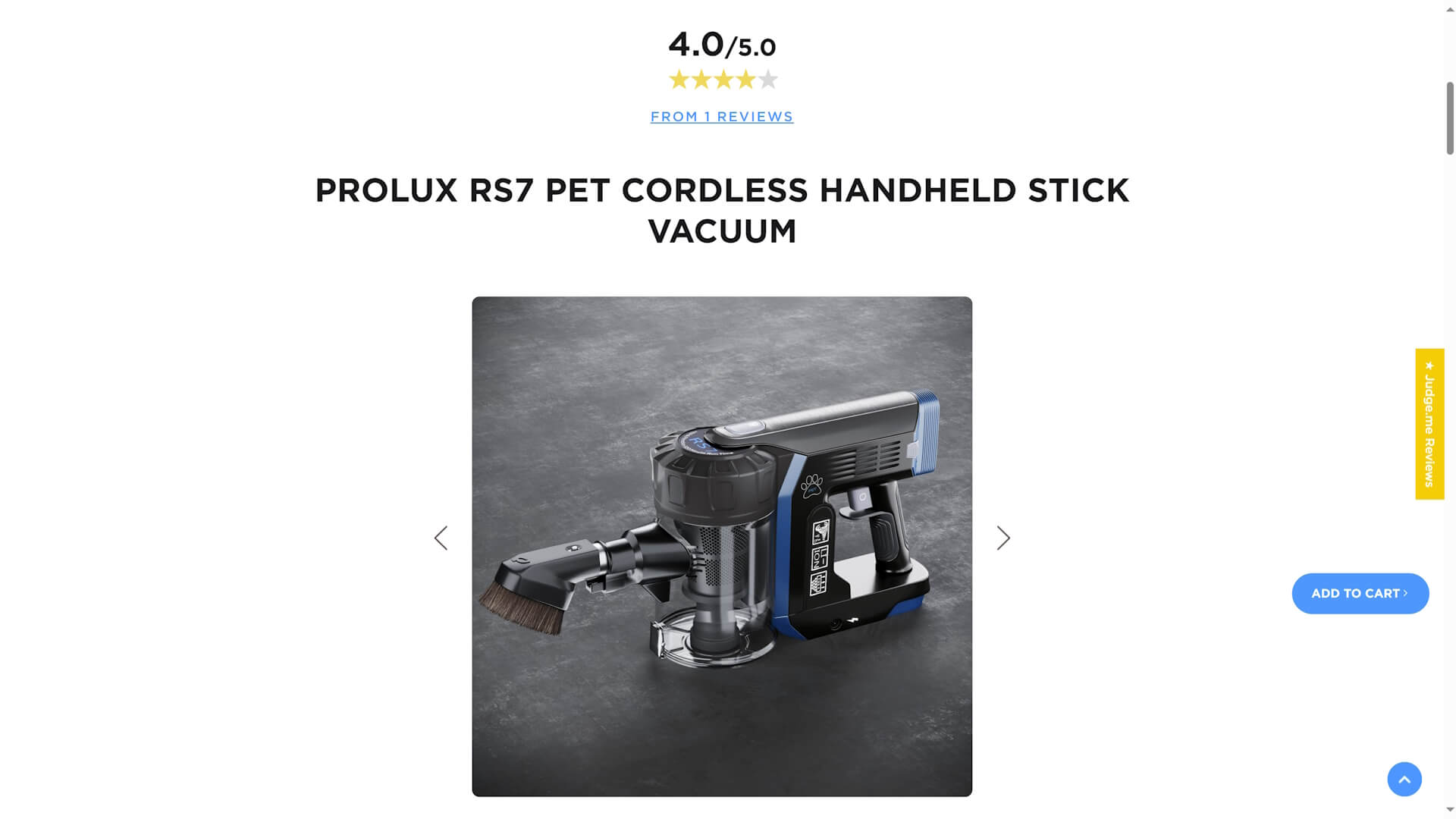 3D Render of the RS7 Stick Vacuum on Prolux Website