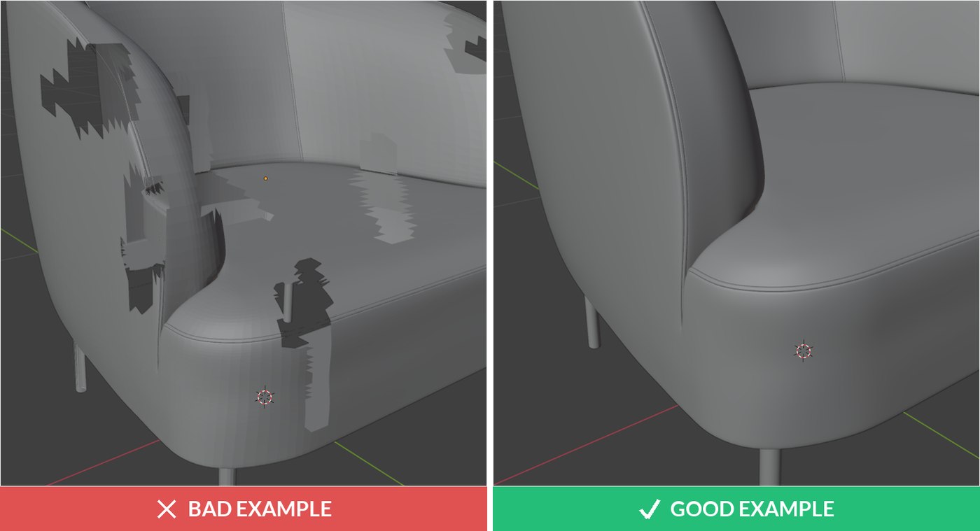 3D model quality issue: holes and missing polygons versus watertight mesh