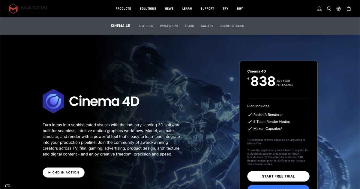 Maxon Cinema 4D Product Page