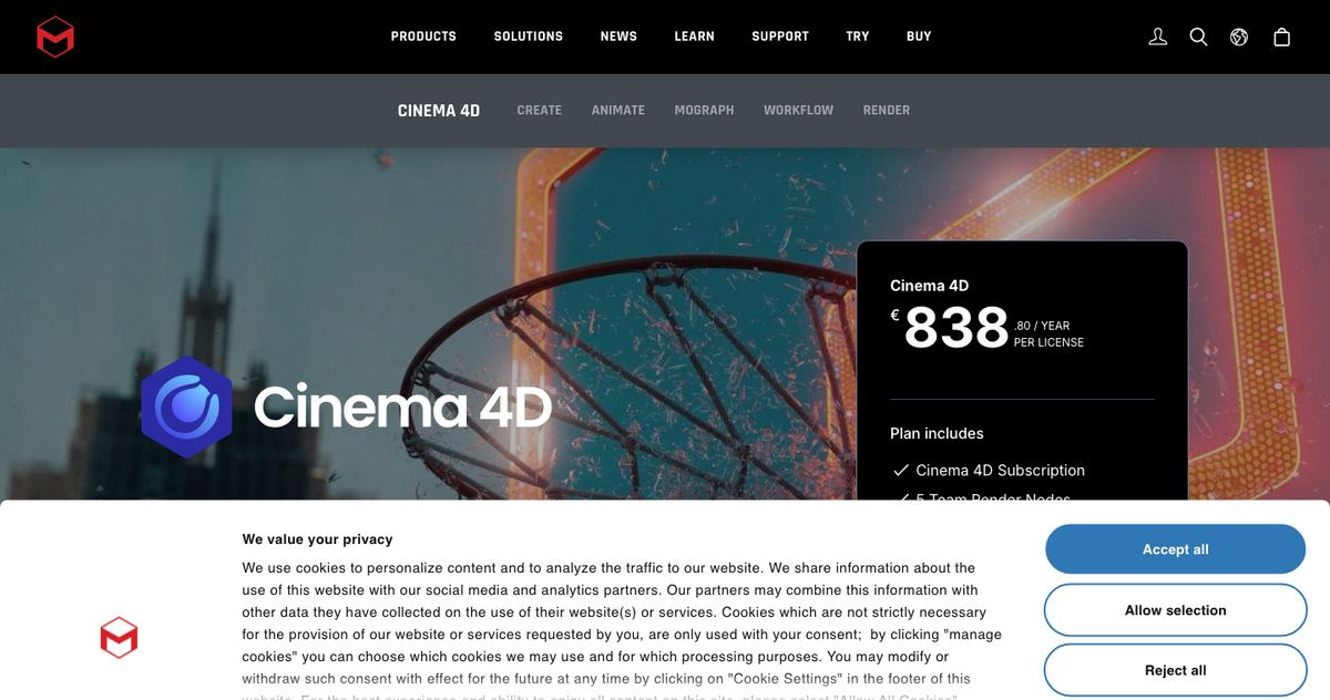 Maxon Cinema 4D Product Page
