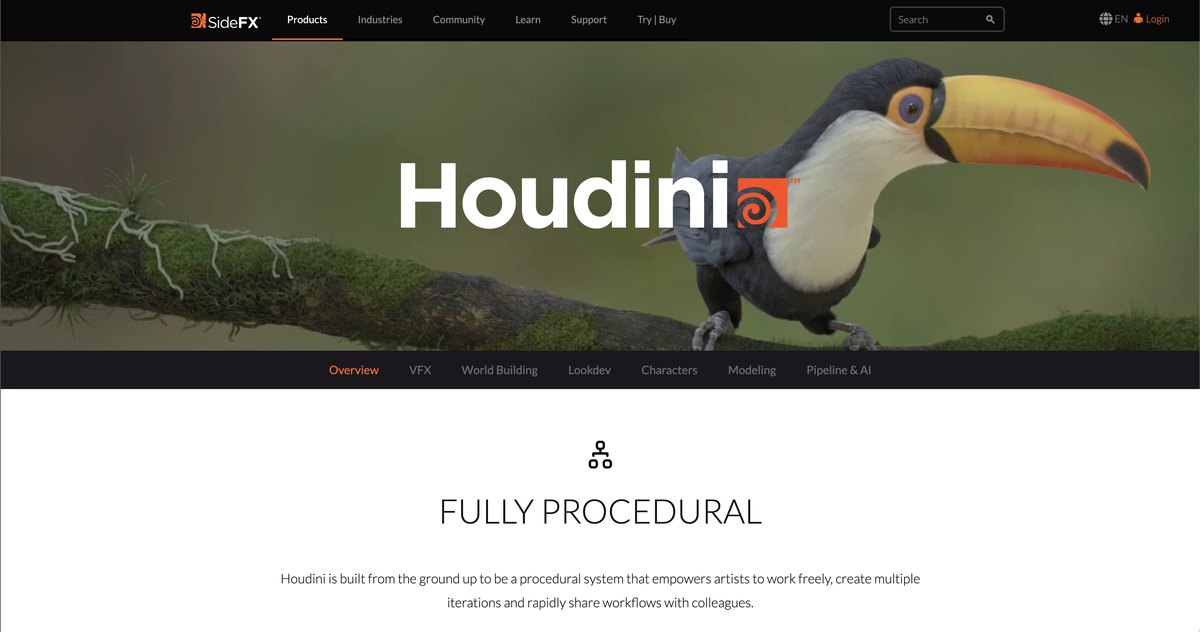 SideFX Houdini Product Page