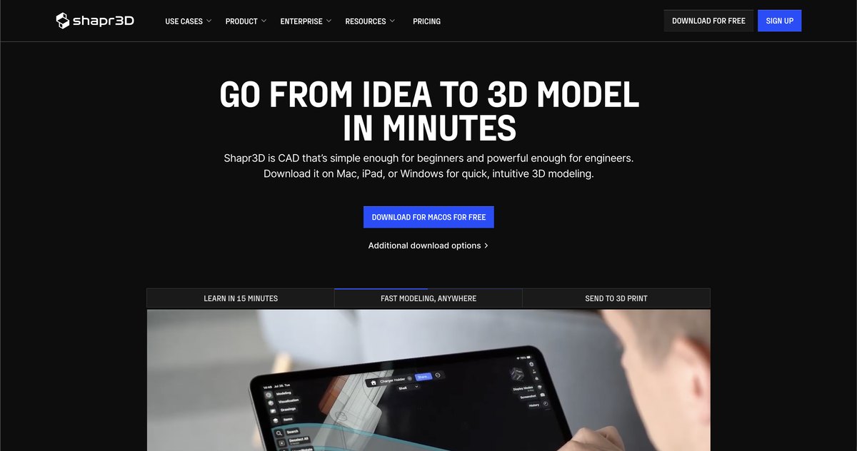 Shapr3D Product Page