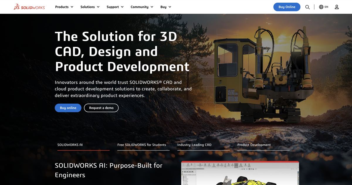 SolidWorks 3D CAD Product Page