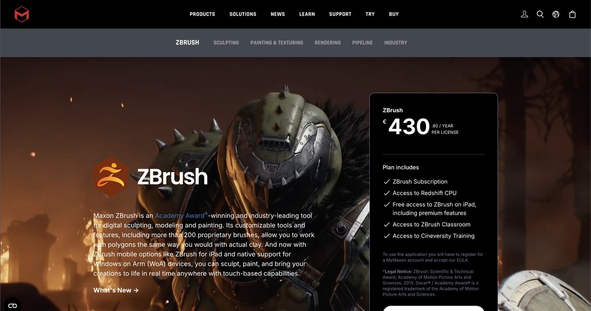 Maxon ZBrush Product Page