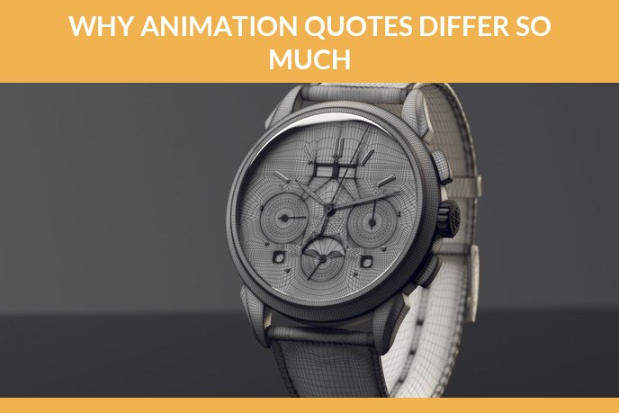 Wireframe render of a chronograph watch showing the polygon density that drives 3D animation cost