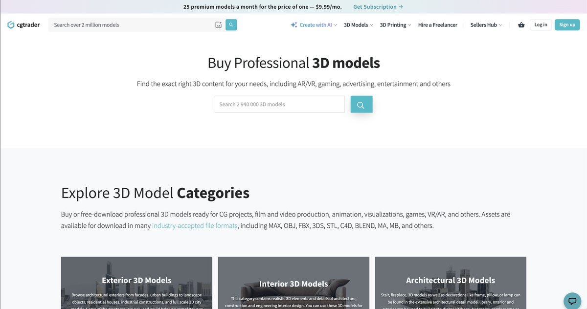CGTrader Catalogue Of Professional 3D Models