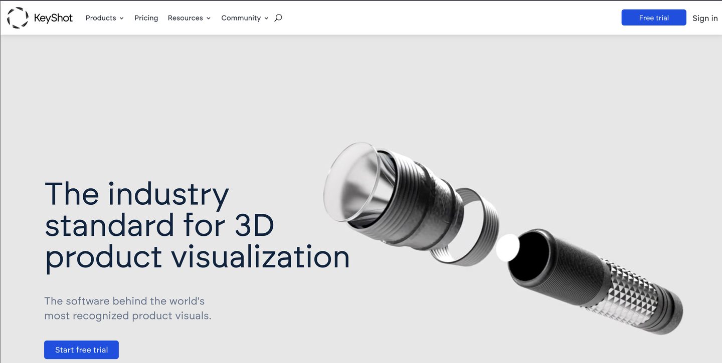 KeyShot website, CAD-native 3D product visualization software