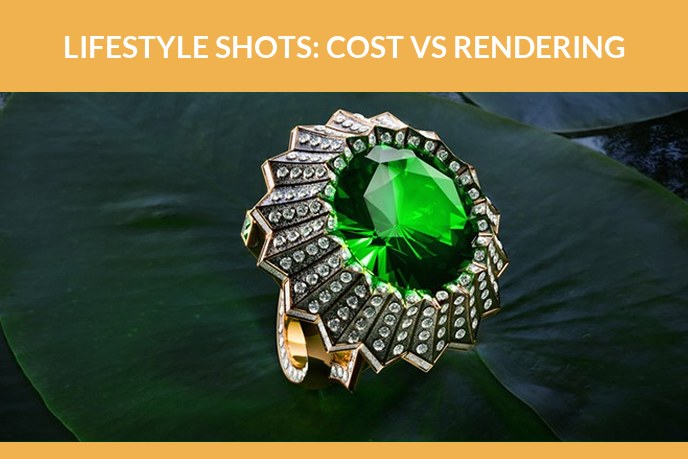 Lifestyle product photography: Lifestyle 3D render of a chic ring