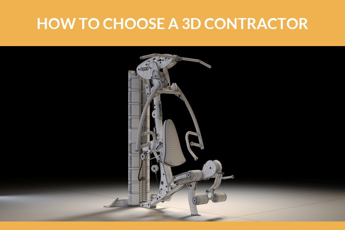 Outsource 3D modeling: Wireframe of a 3D model of a gym machine showing the mesh an outsourced modeler delivers