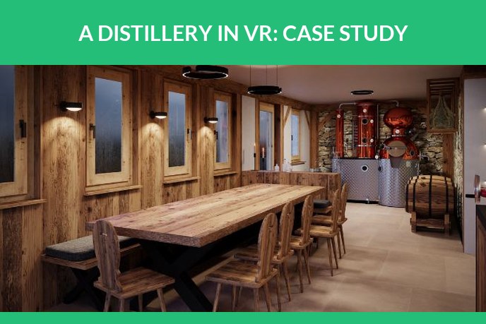 VR 3D rendering: 3D render of a spirit tasting room at a distillery