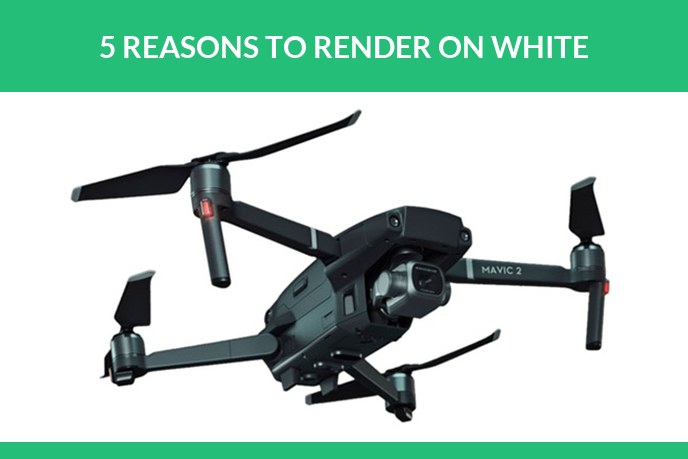 White background product photography: 3D render of a folding drone on a pure white background