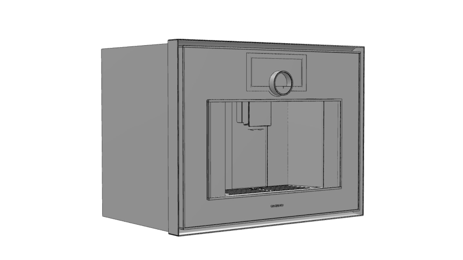 Grey 3D model of a built-in espresso machine before any materials are applied