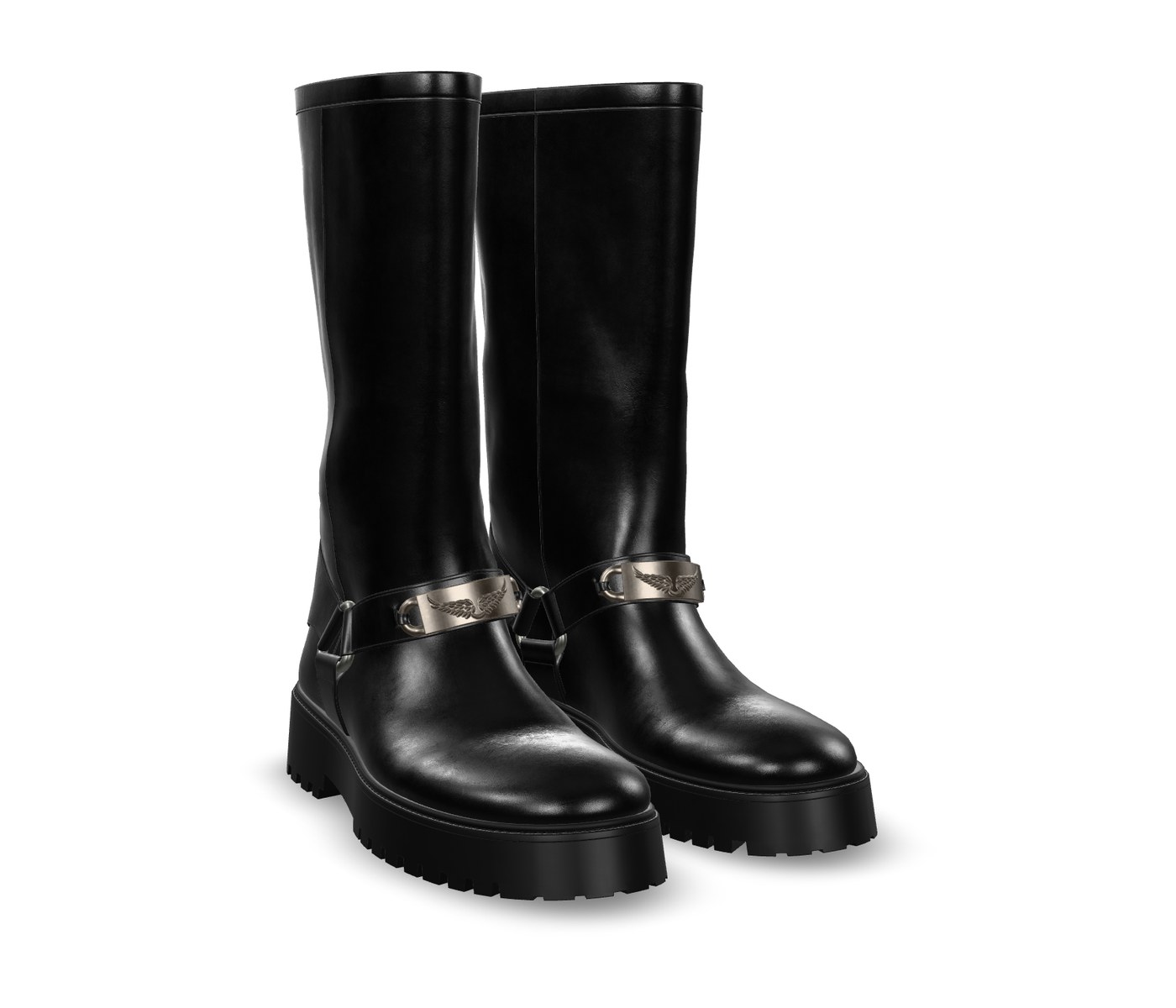 Photorealistic render of the leather boots made from the 3D model