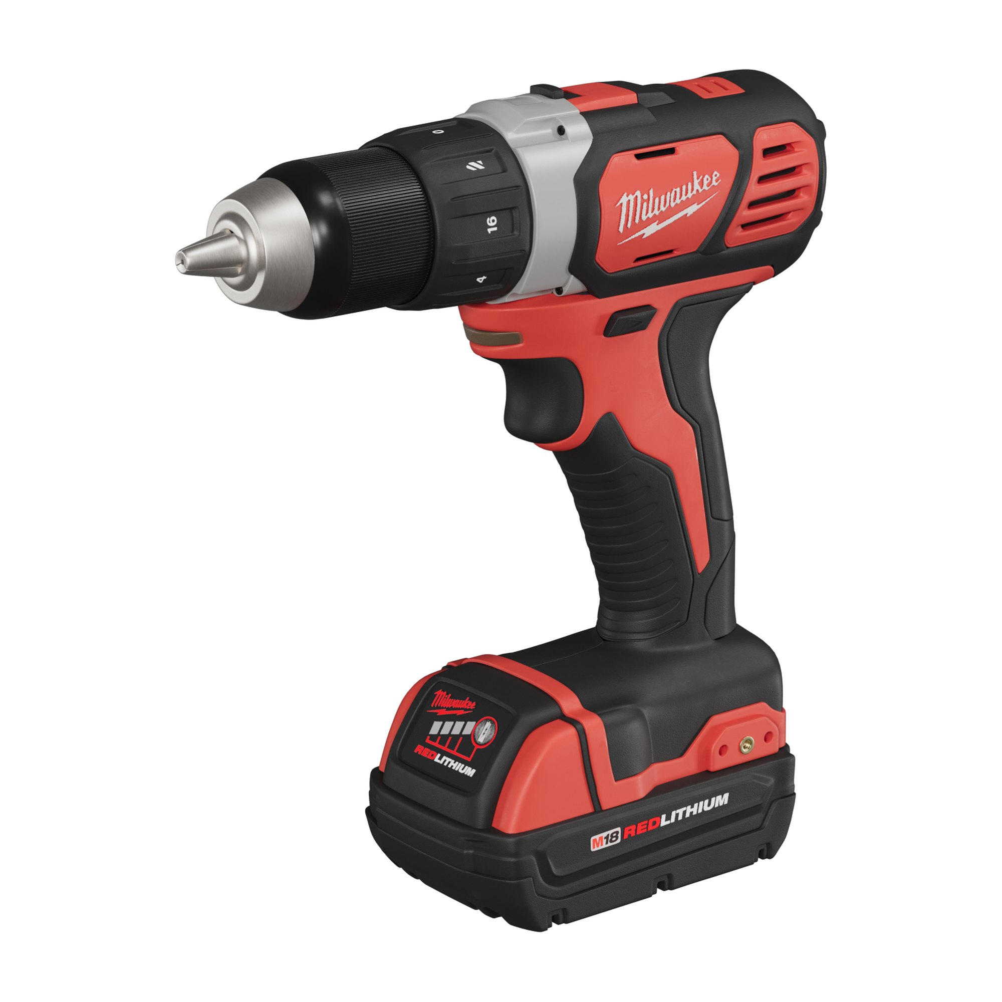 Final render of the cordless drill at an angle the reference photo never had