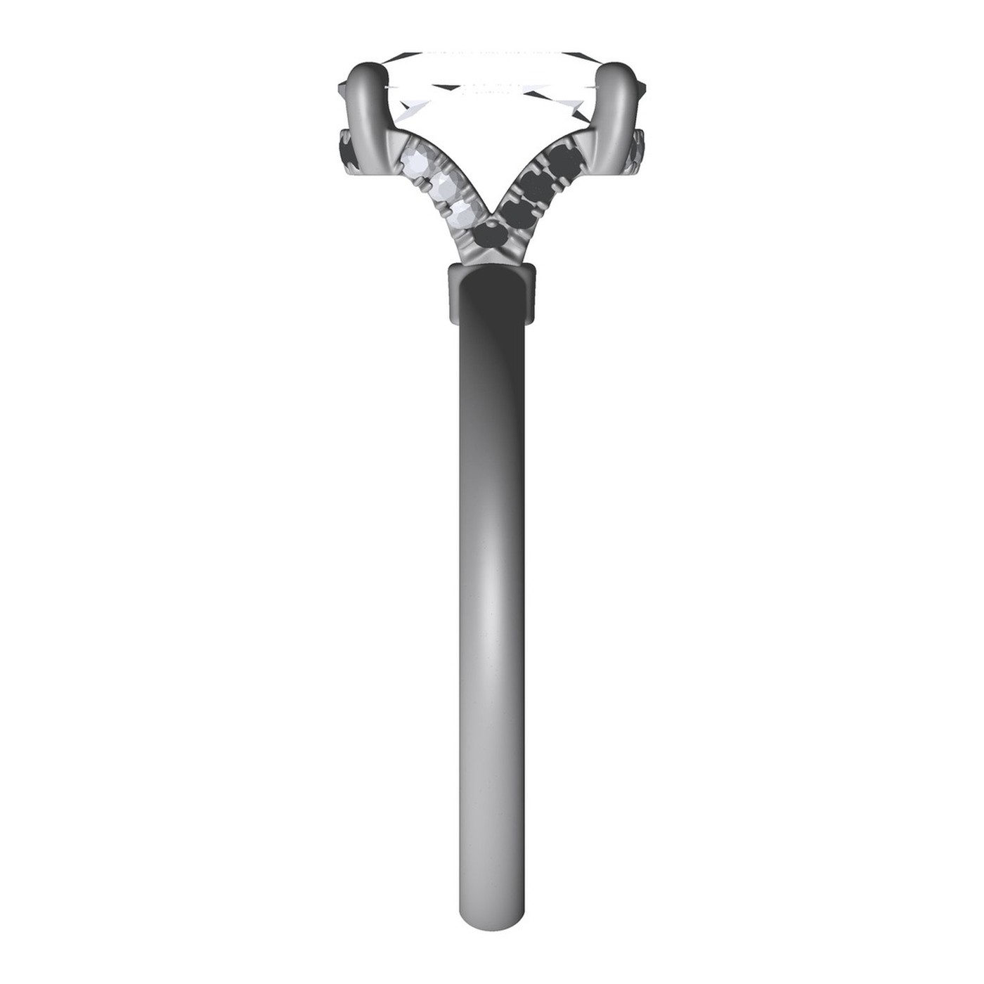 Side view of the ring CAD model showing the flared shank