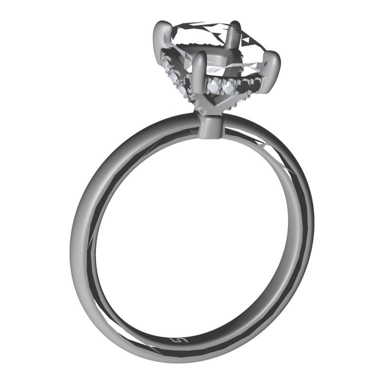 CAD model of a jewelry ring prepared for 3D rendering — full view