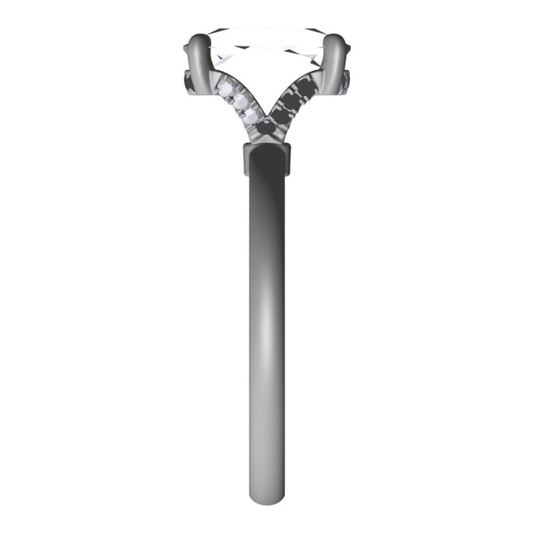 CAD model of a jewelry ring — side view showing prong and gallery detail